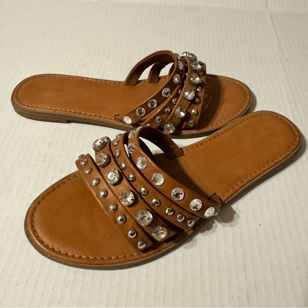 Mossimo Studded Rhinestone Brown Sandals